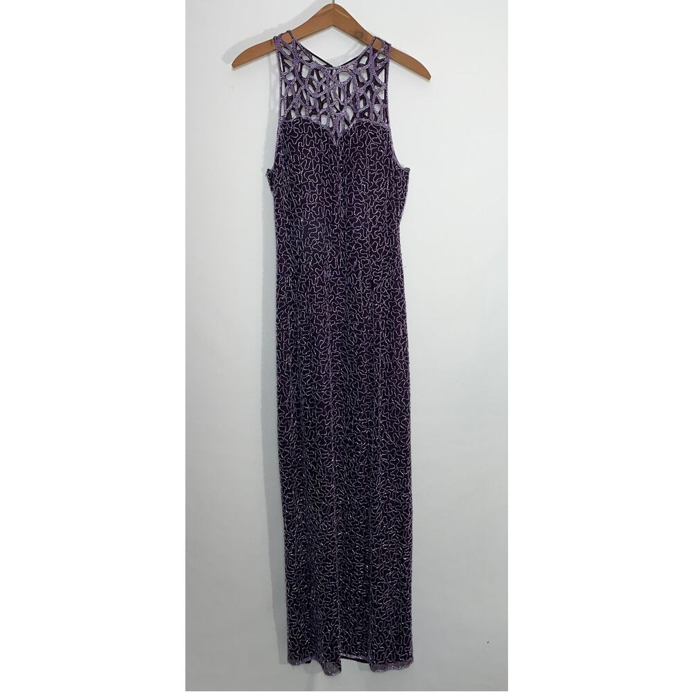 Gorgeous Scala Beaded Evening Dress - Size XL - Stunning Purple Sild &‎ Beading